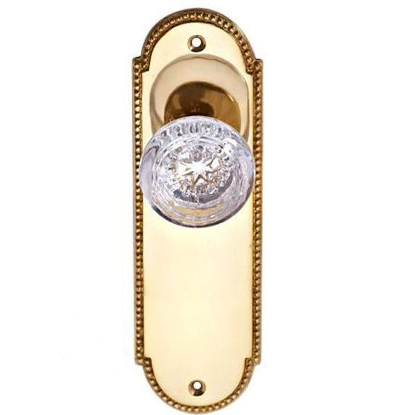 ##Antique Hardware## Arched Beaded Backplate Door Set with Round Crystal Door Knobs (Several Finishes Available)