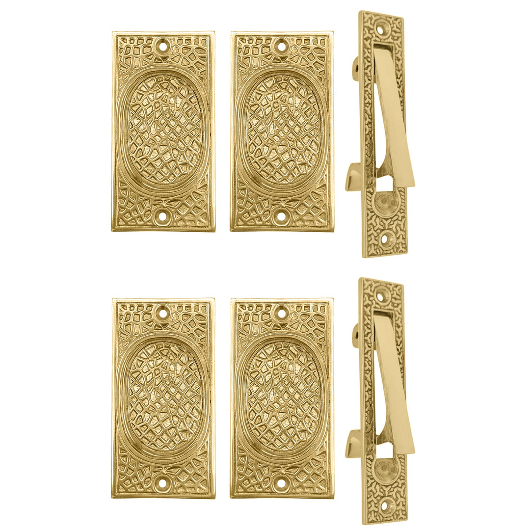 ##Antique Hardware## Craftsman Pattern Pocket Door Set (Several Finishes Available)