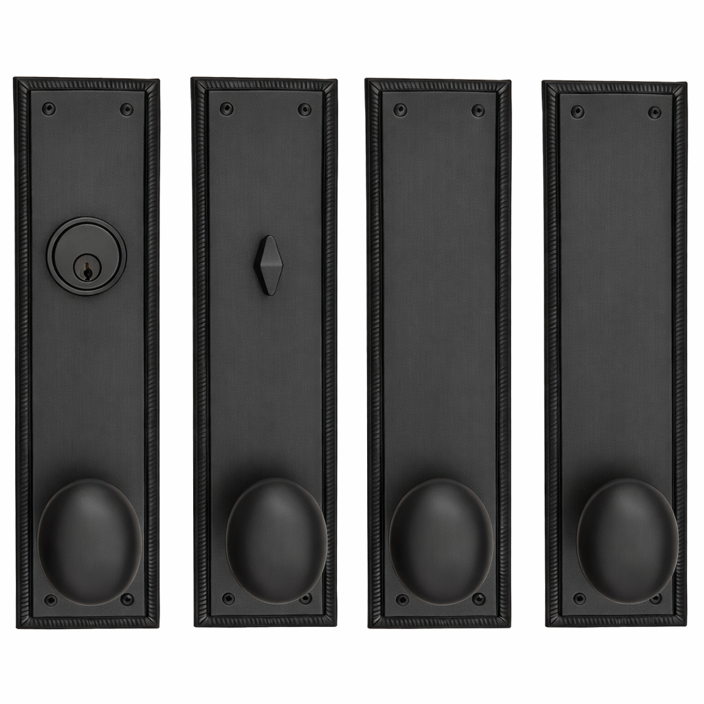 Georgian Roped Rectangular Double Door Deadbolt Entryway Set