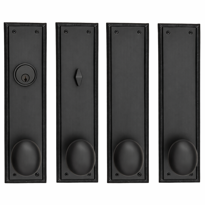 Georgian Roped Rectangular Double Door Deadbolt Entryway Set