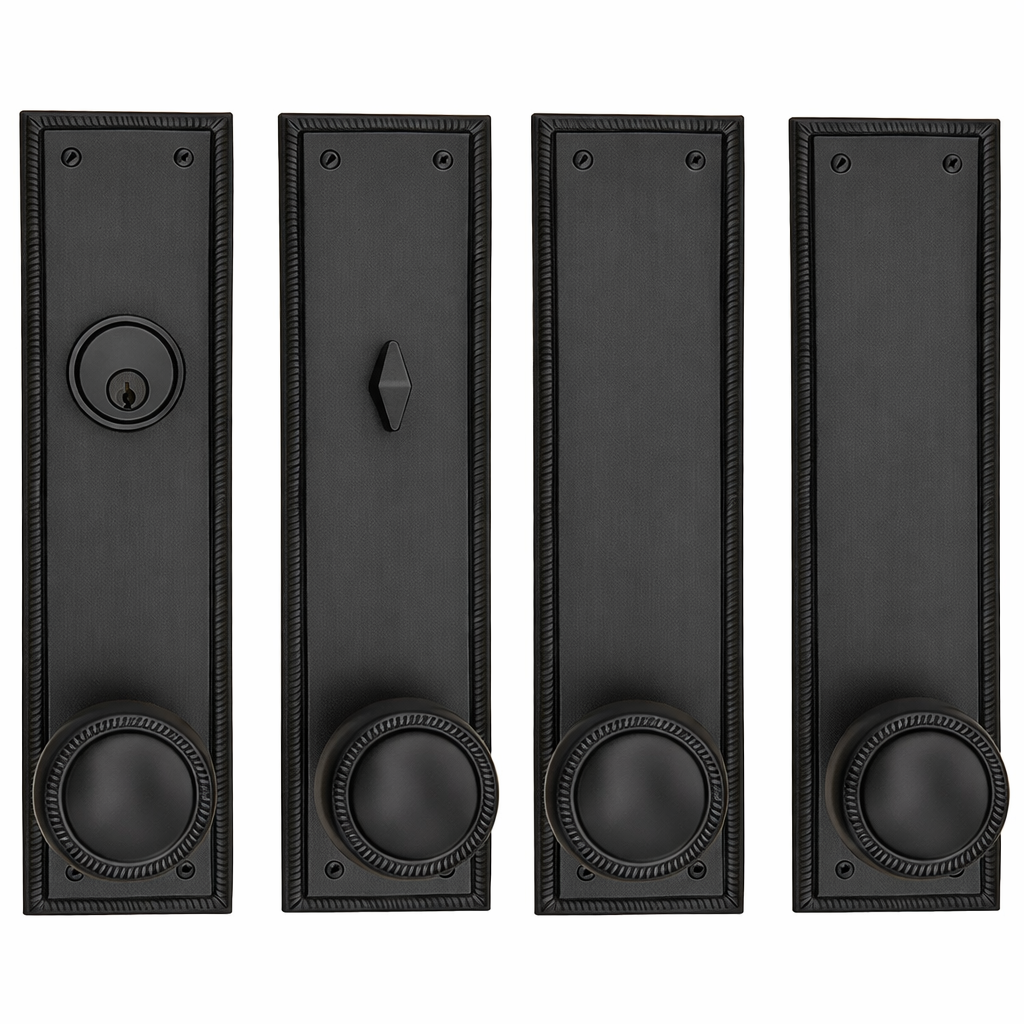 Georgian Roped Rectangular Double Door Deadbolt Entryway Set