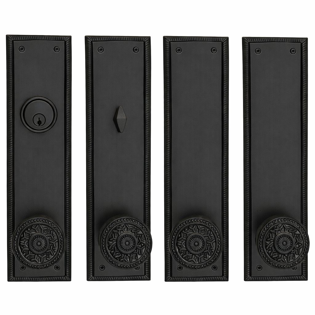 Georgian Roped Rectangular Double Door Deadbolt Entryway Set