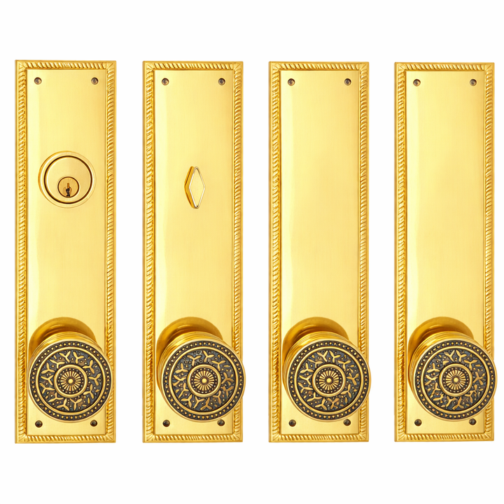 Georgian Roped Rectangular Double Door Deadbolt Entryway Set