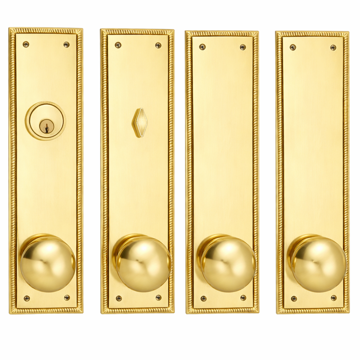 Georgian Roped Rectangular Double Door Deadbolt Entryway Set