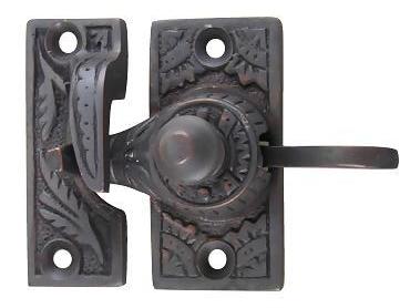 ##Antique Hardware## Oriental Pattern Solid Brass Sash Lock