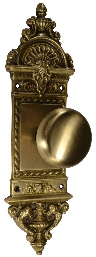 L'Enfant Small Backplate Door Set with Round Brass Door Knobs (Several Finishes Available)
