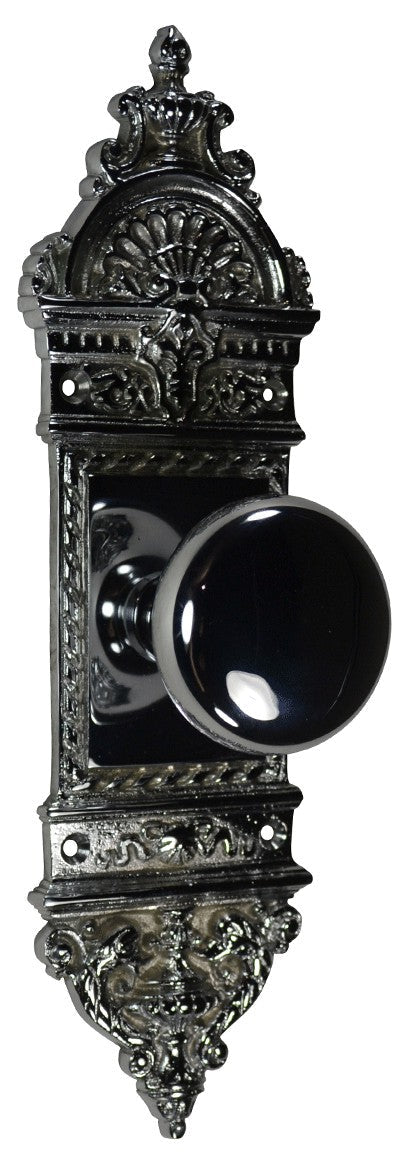 L'Enfant Small Backplate Door Set with Round Brass Door Knobs (Several Finishes Available)