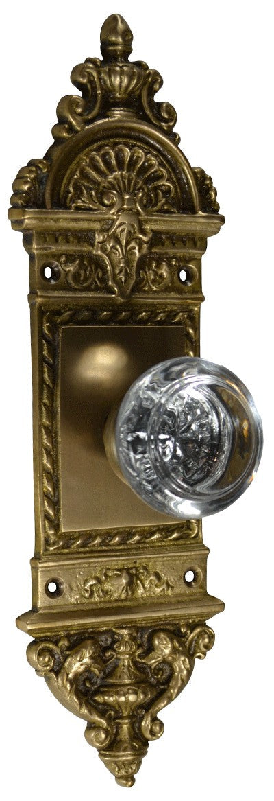 L'Enfant Small Backplate Door Set with Crystal Round Door Knobs (Several Finishes Available)