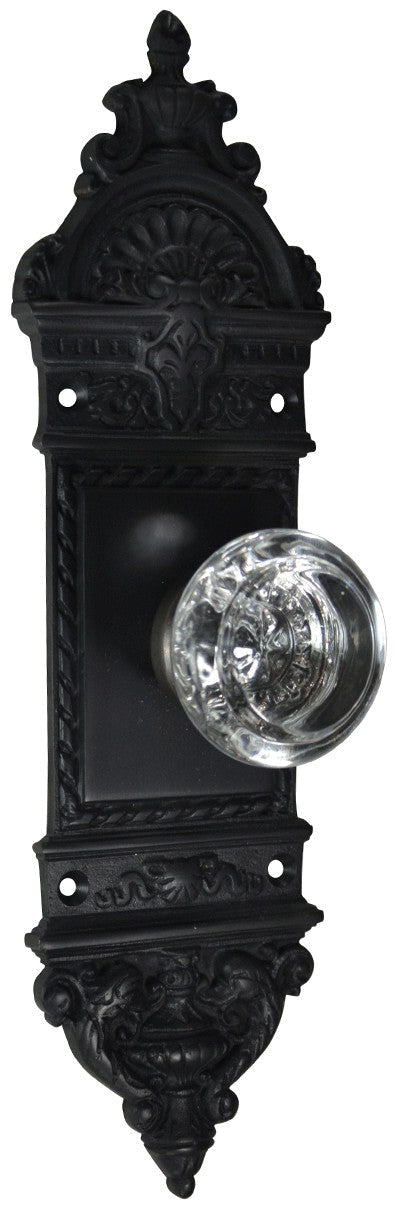 L'Enfant Small Backplate Door Set with Crystal Round Door Knobs (Several Finishes Available)