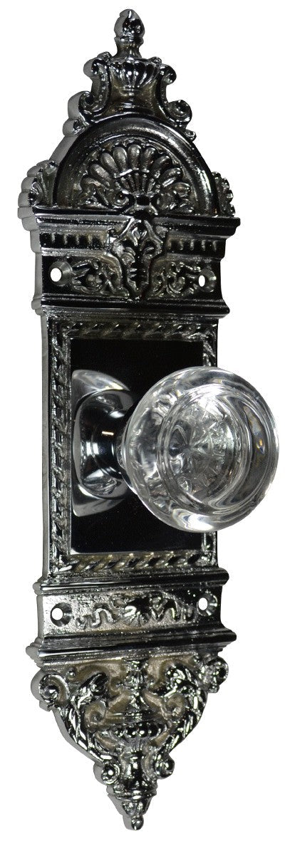 L'Enfant Small Backplate Door Set with Crystal Round Door Knobs (Several Finishes Available)