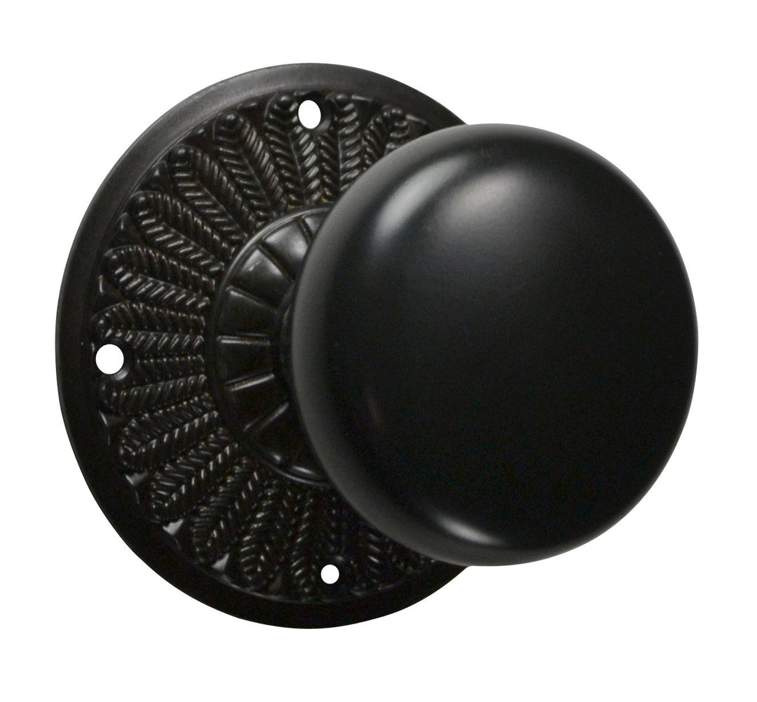 Feather Rosette Door Set with Round Brass Door Knobs (Several Finishes Available)