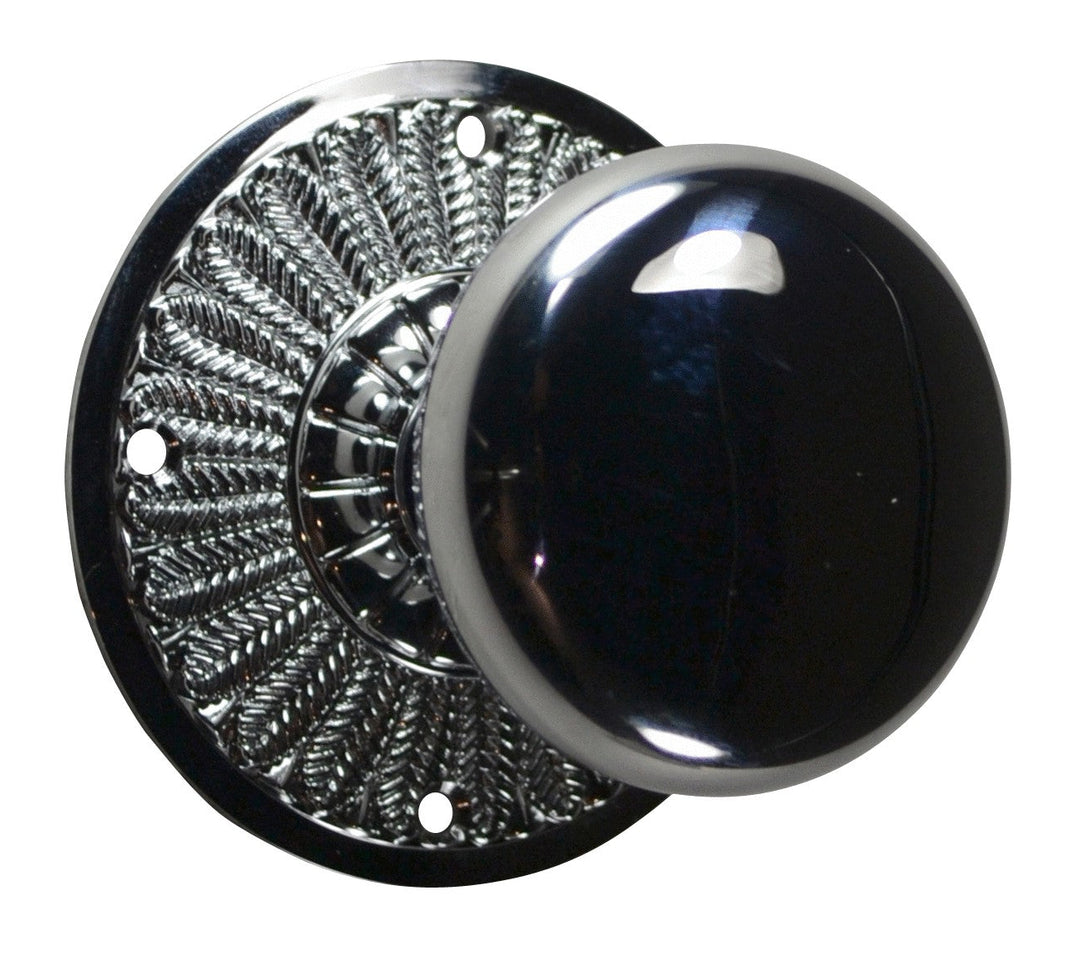 Feather Rosette Door Set with Round Brass Door Knobs (Several Finishes Available)