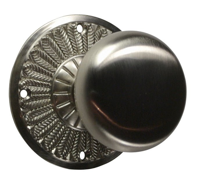 Feather Rosette Door Set with Round Brass Door Knobs (Several Finishes Available)