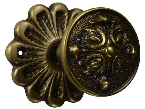 Solid Brass Romanesque Style Door Knob Set (Several Finishes Available)