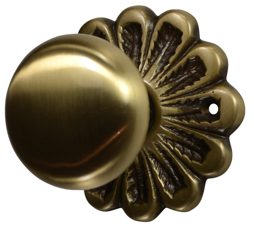 ##Antique Hardware## Maltesia Flower Rosette Door Set with Round Brass Door Knobs (Several Finishes Available)