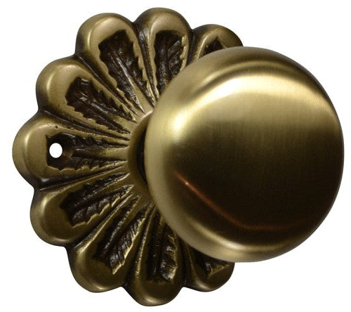 Maltesia Flower Rosette Door Set with Round Brass Door Knobs (Several Finishes Available)