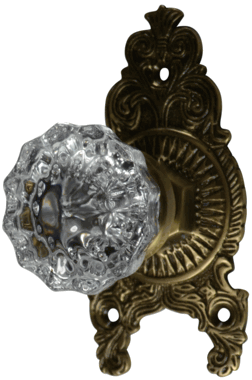 ##Antique Hardware## Ornate Victorian Rosette Door Set with Crystal Fluted Door Knobs (Several Finishes Available)