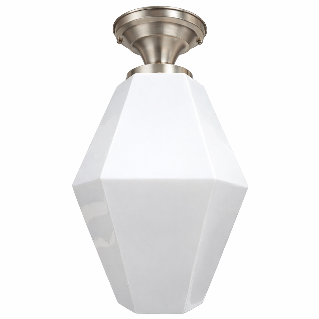 Geometric Faceted Glass Semi-Flush Standard Light (Several Finishes Available)