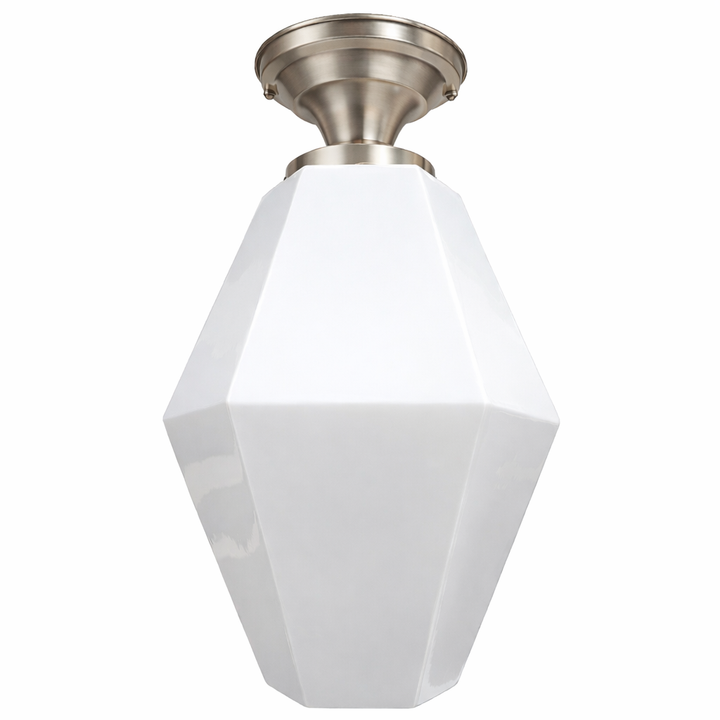 Geometric Faceted Glass Semi-Flush Standard Light (Several Finishes Available)