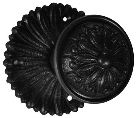 French Provincial Rosette Door Set with Floral Imprint Door Knobs (Several Finishes Available)