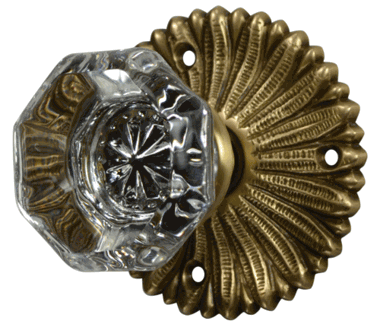 ##Antique Hardware## French Provincial Rosette Door Set with Crystal Octagon Door Knobs (Several Finishes Available)