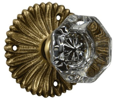 French Provincial Rosette Door Set with Crystal Octagon Door Knobs (Several Finishes Available)