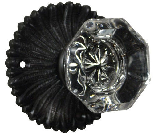 French Provincial Rosette Door Set with Crystal Octagon Door Knobs (Several Finishes Available)