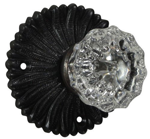 French Provincial Rosette Door Set with Crystal Fluted Door Knobs (Several Finishes Available)