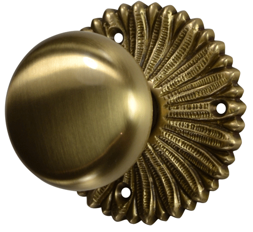 ##Antique Hardware## French Provincial Rosette Door Set with Round Brass Door Knobs (Several Finishes Available)