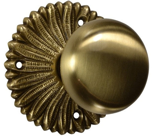French Provincial Rosette Door Set with Round Brass Door Knobs (Several Finishes Available)