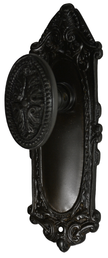 ##Antique Hardware## Ornate Victorian Long Backplate Door Set with Avalon Oval Door Knobs (Several Finishes Available)