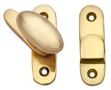 ##Antique Hardware## Traditional Solid Brass Oval Knob Latch Set (Polished Brass Finish)