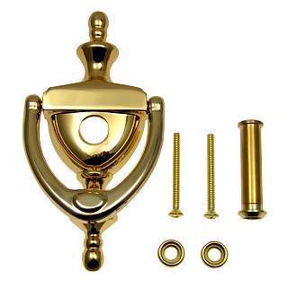 ##Antique Hardware## 6 Inch (3 7/8 Inch c-c) Solid Brass Traditional Knocker (Polished Brass Finish)