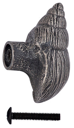 ##Antique Hardware## 1 5/8 Inch Ocean Seaside Nautical Solid Pewter Twisting Conch Seashell Knob (Satin Pewter Finish)