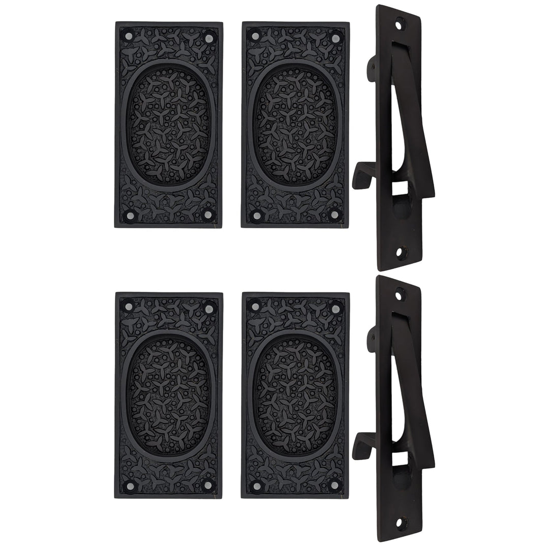Rice Pattern Pocket Door Set (Several Finishes Available)