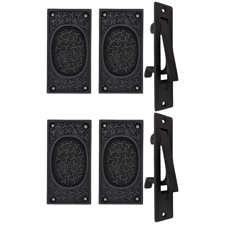 Rice Pattern Pocket Door Set (Several Finishes Available)