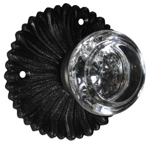 French Provincial Rosette Door Set with Crystal Round Door Knobs (Several Finishes Available)