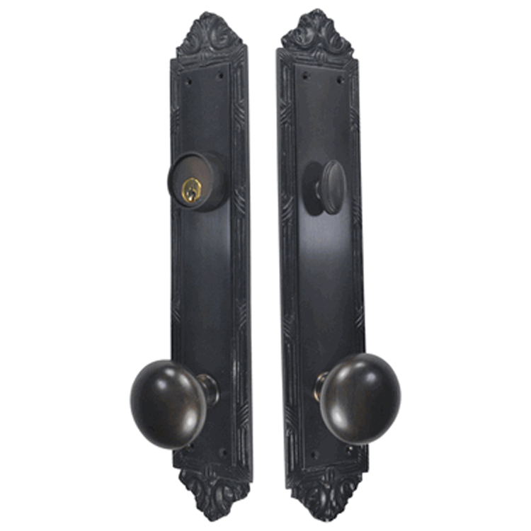 ##Antique Hardware## Ribbon & Reed Oval Deadbolt Entryway Set (Several Finishes Available)