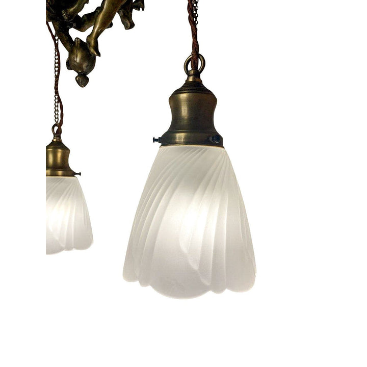 ##Antique Hardware## 22 Inch Handmade Antique Cherub Two-Light Chandelier With Brass Chain