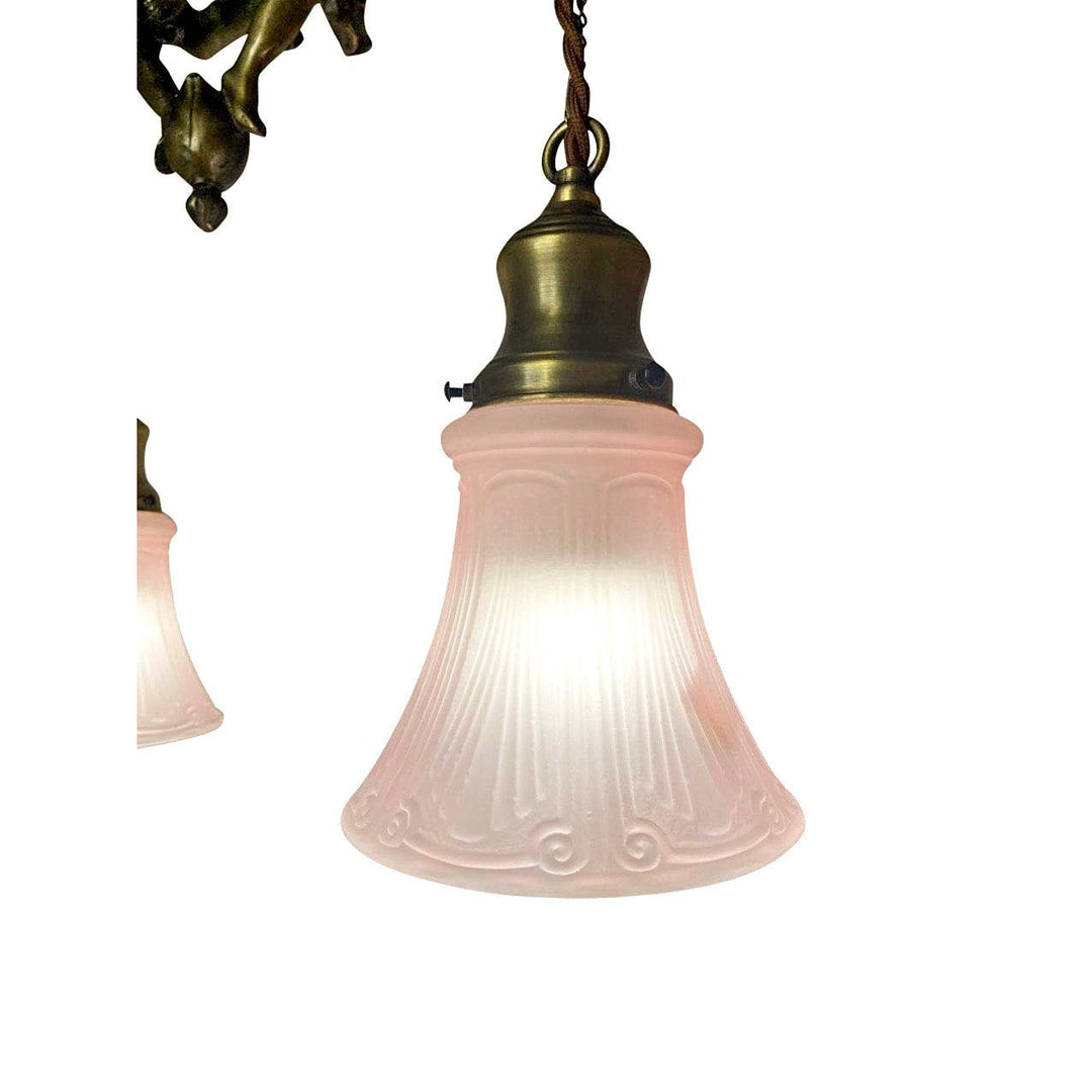 ##Antique Hardware## 22 Inch Handmade Antique Cherub Two-Light Chandelier With Brass Chain