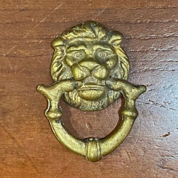 ##Antique Hardware## Set of 4 - 2 4/5 Inch Solid Brass Lion Drop Drawer Ring Pull (Original Antique Brass Finish)