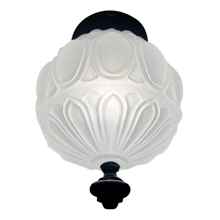 ##Antique Hardware## Colonial Style Glass Shade Overhead Ceiling Light Fixture (Flat Black Finish)