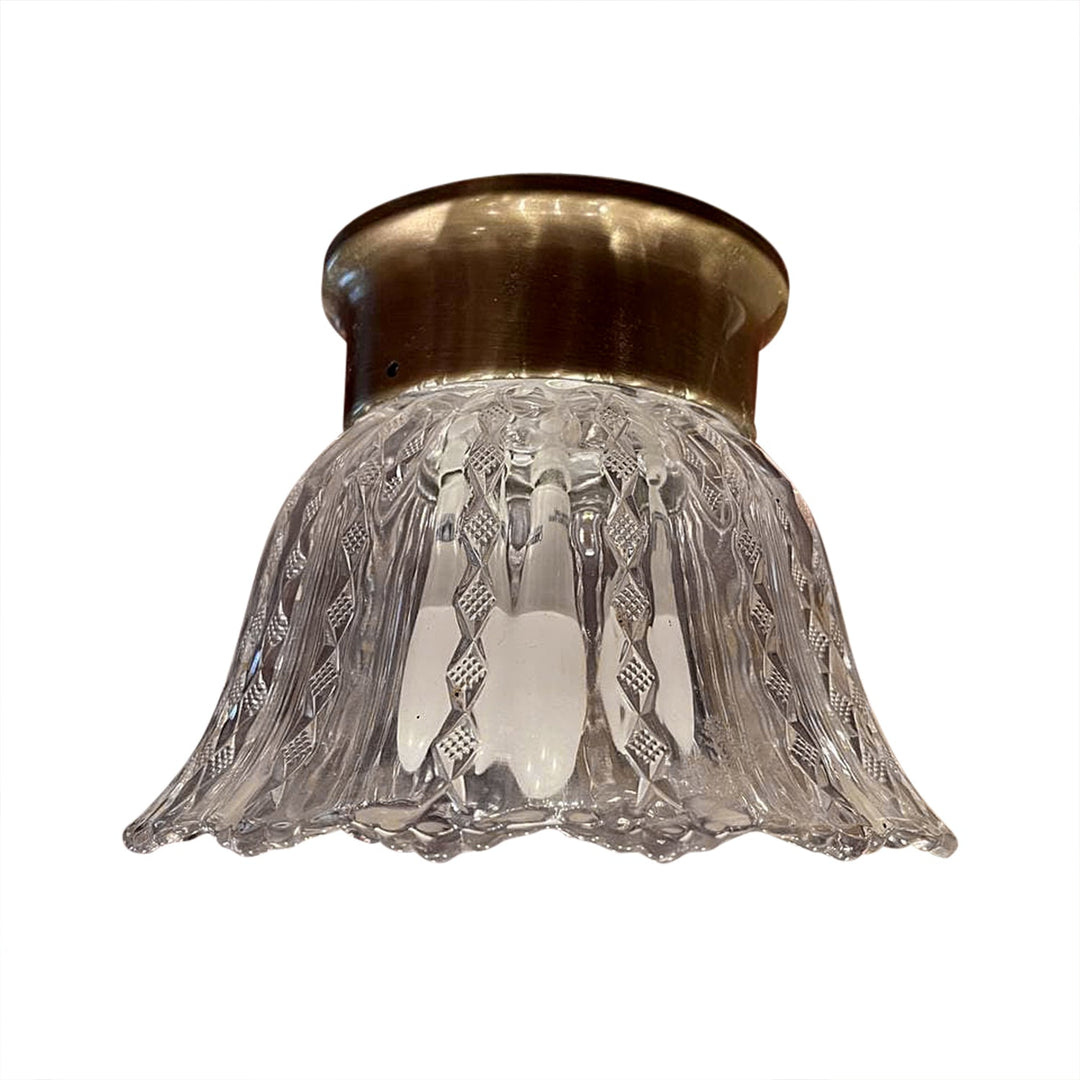 ##Antique Hardware## Clear Glass Shade Overhead Ceiling Light Fixture (Antique Brass Finish)