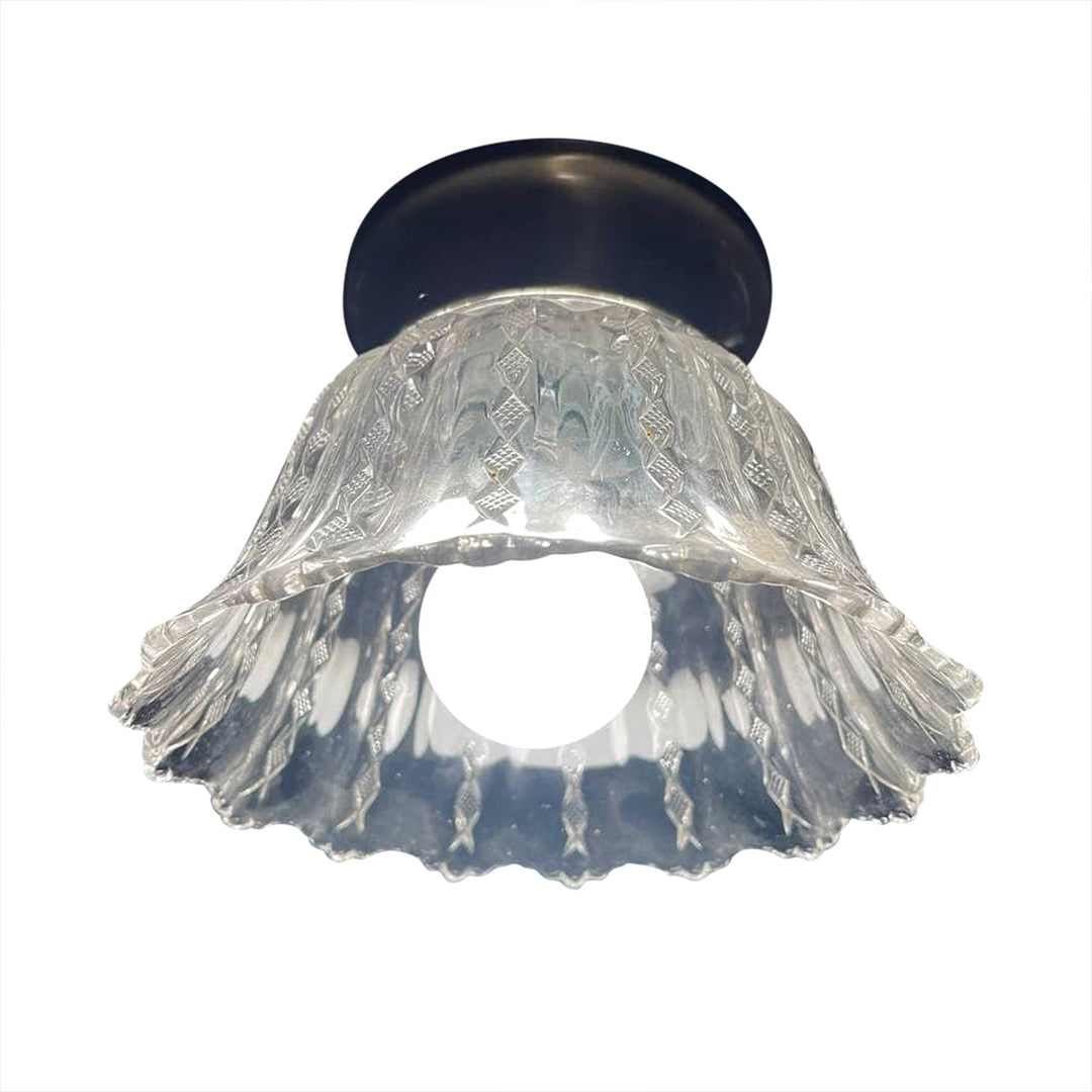 ##Antique Hardware## Clear Glass Shade Overhead Ceiling Light Fixture (Antique Brass Finish)