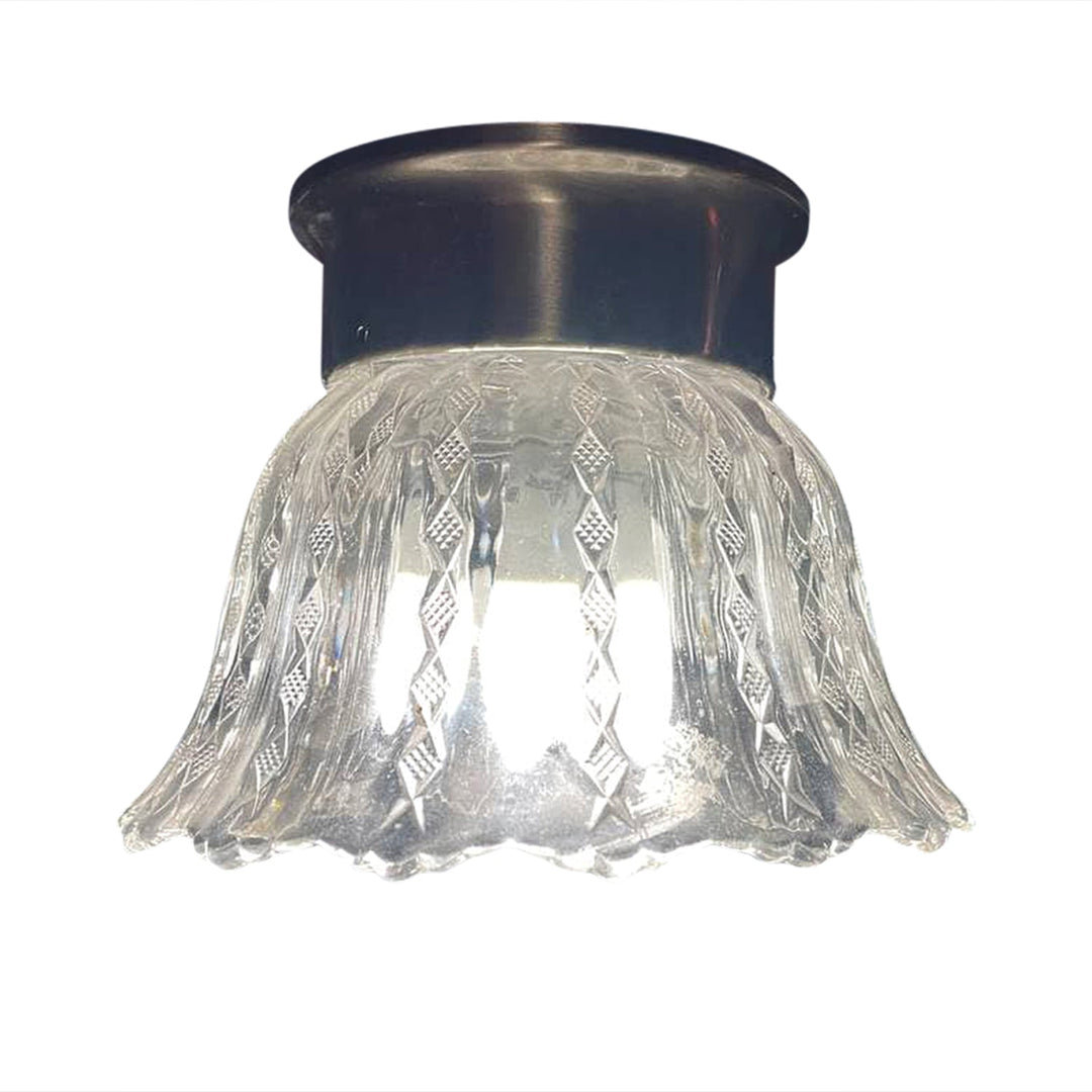 ##Antique Hardware## Clear Glass Shade Overhead Ceiling Light Fixture (Antique Brass Finish)