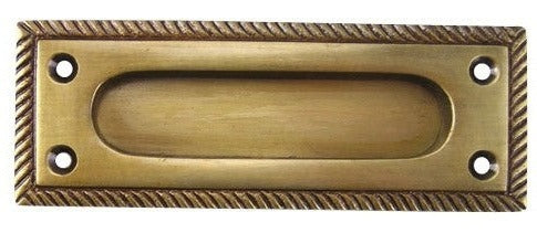 ##Antique Hardware## Rectangular Georgian Roped Solid Brass Window Sash Pull (Several Finishes Available)