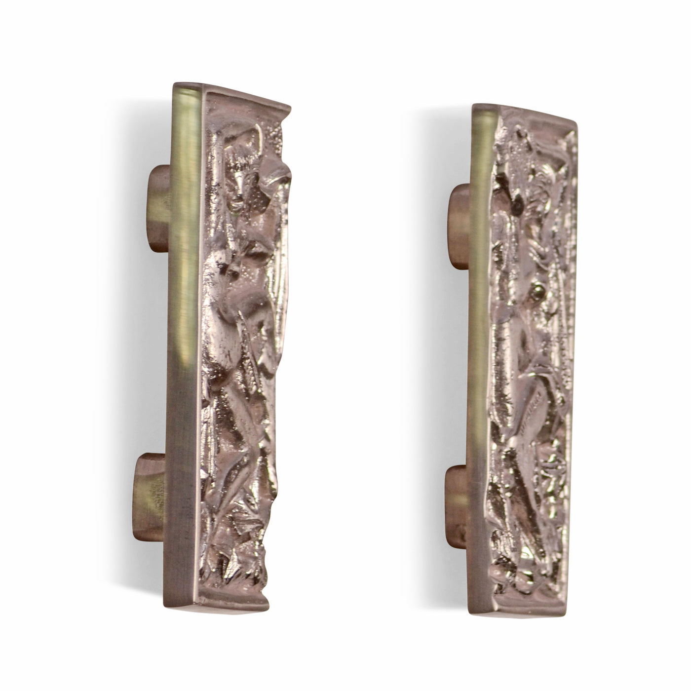 4 3/8 Inch Overall Solid Brass Grecian Dancing Ladies Cabinet Pull Set (Brushed Nickel Finish)
