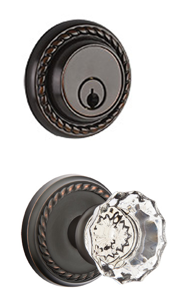 Georgian Roped Back Plate Entryway Set (Several Finishes & Knobs Styles Available)