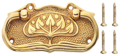 3 3/4 Inch Tree of Life Leaf Pattern Solid Brass Drawer Pull - Hand Hammered Design