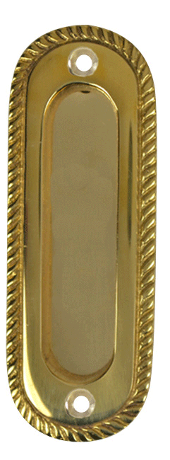 Oval Georgian Roped Solid Brass Pocket Door Pull